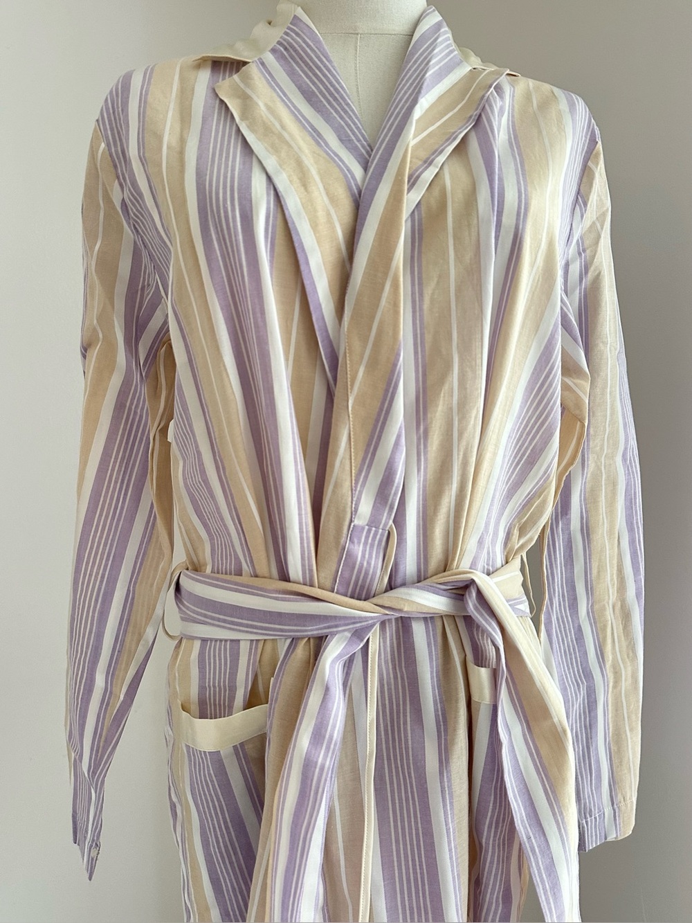 New 💜La Perla Striped Lavender & Cream Cotton Robe - Women's Intimates